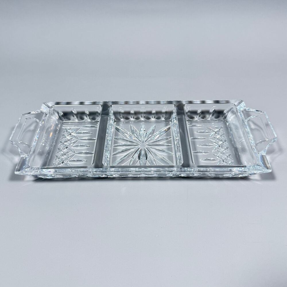 13.5"/5.5" Waterford Clear Crystal glass Lismore 3 Part Dish Serving Tray